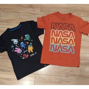 Boys T-Shirt Bundle (Set of 2) - Among Us & NASA Retro Graphics - Size 8 /...